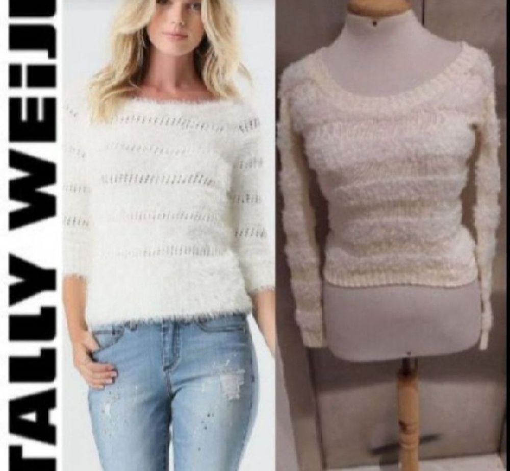 Subliiiiime ❤️ ❤️ ❤️ pull en laine à rayures saillantes de TALLY WEIJL taille 36 comme neuf 