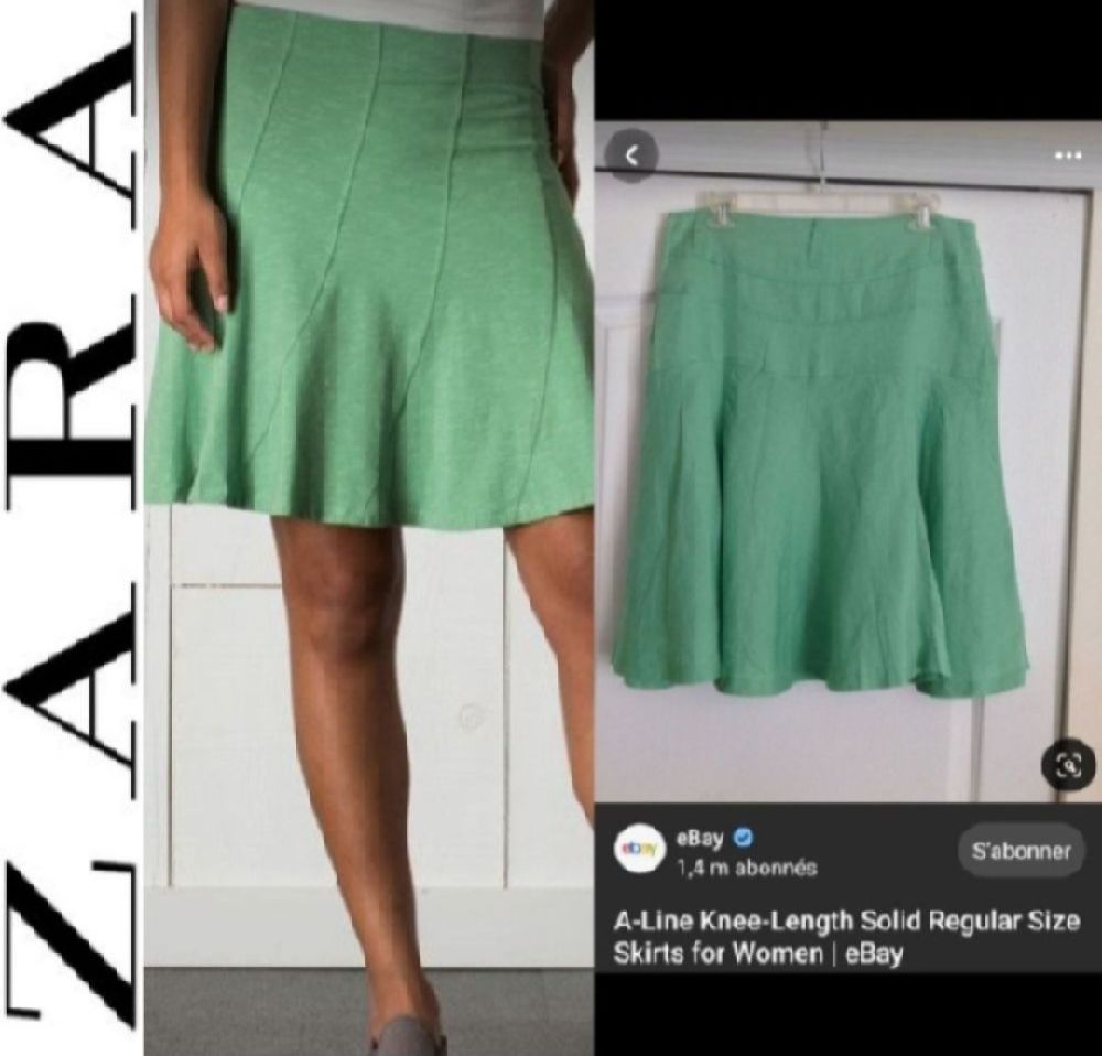 subliiiiime ❤️ ❤️ ❤️ ❤️ 100 % lin (قمراية) jupe évasée de ZARA WOMAN taille 38