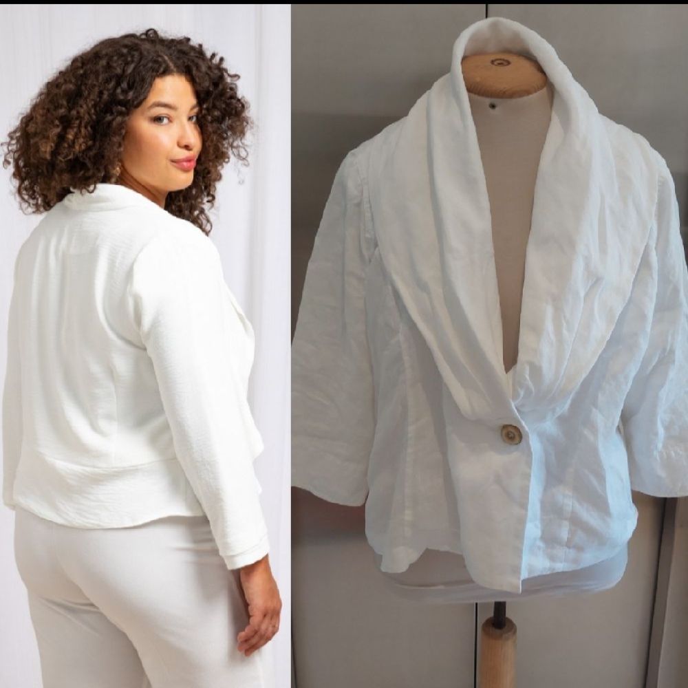 Subliiiiime ❤️ ❤️ ❤️100% lin veste blanche manche 3/4 taille 44