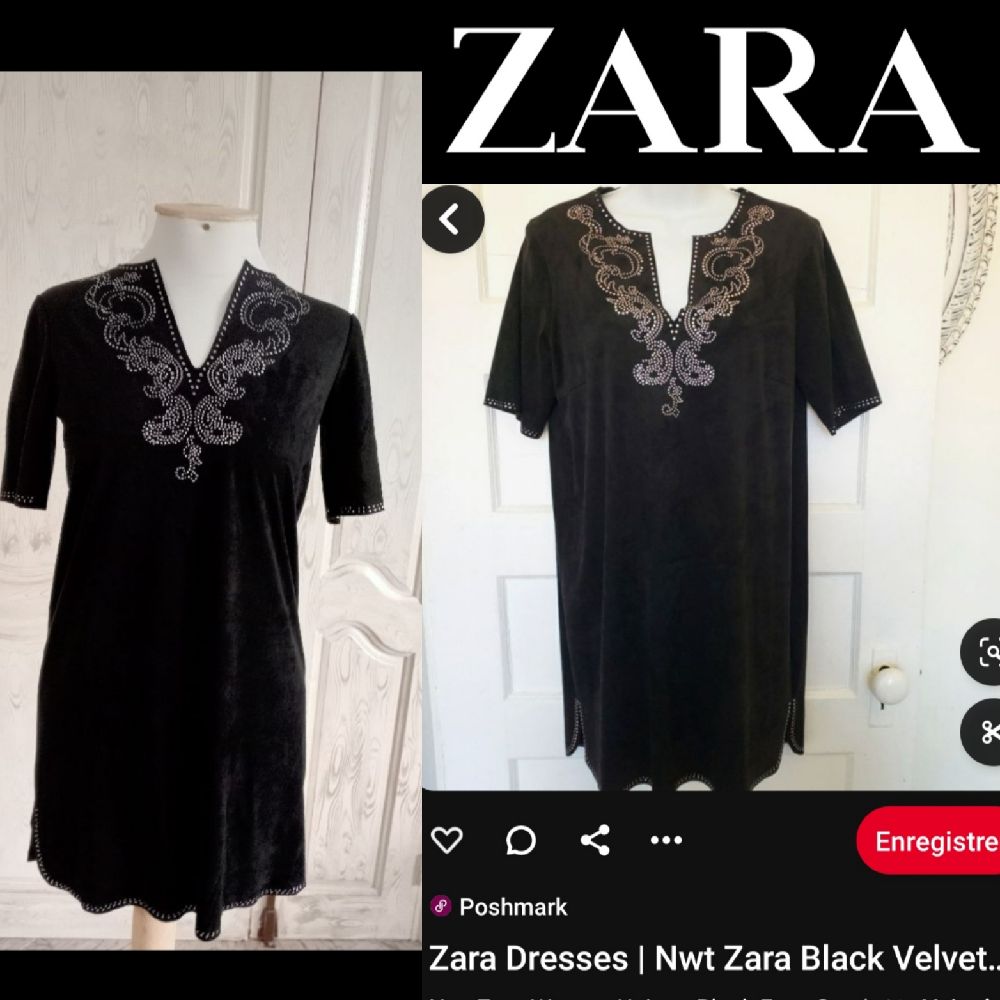 Subliiiiime ❤️ ❤️ ❤️ robe chic demi-manche à motifs chic de ZARA taille 34/36