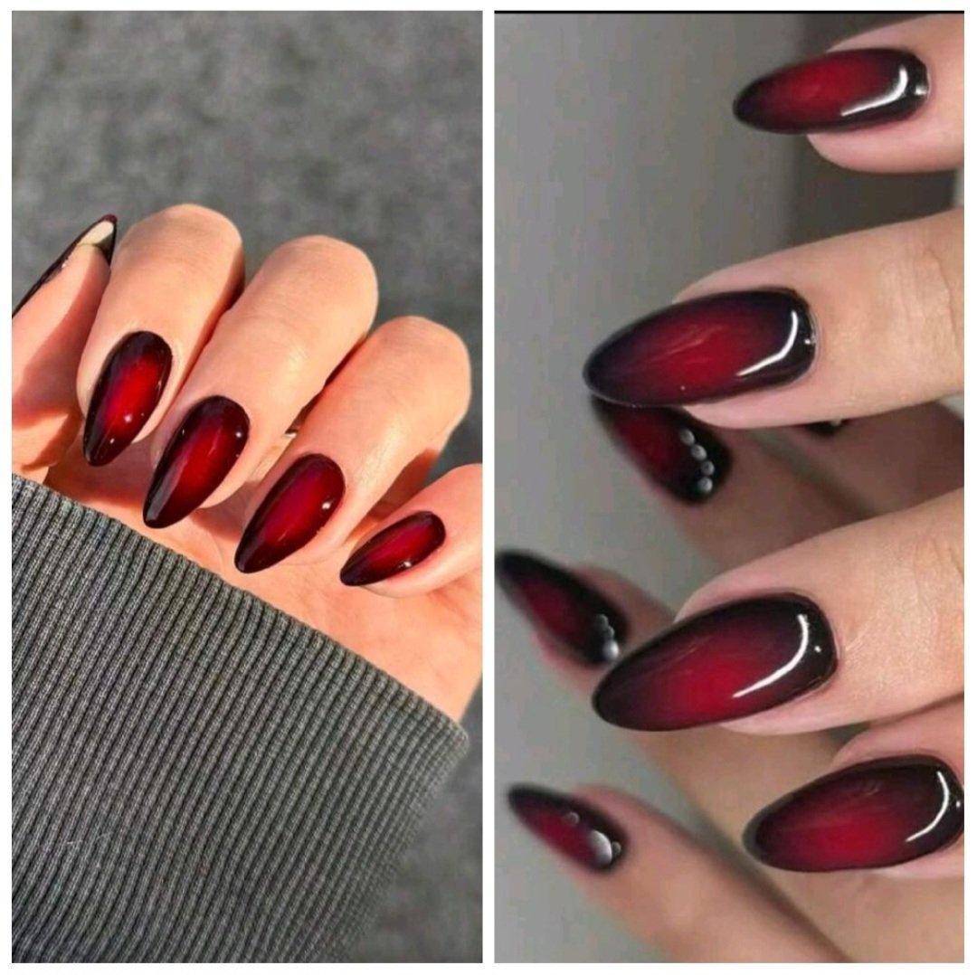 Subliiiiime ❤️❤️❤️❤️❤️❤️24 pièces faux ongles bordeaux dégradée avec patch et lime à ongle neuuuf importé 