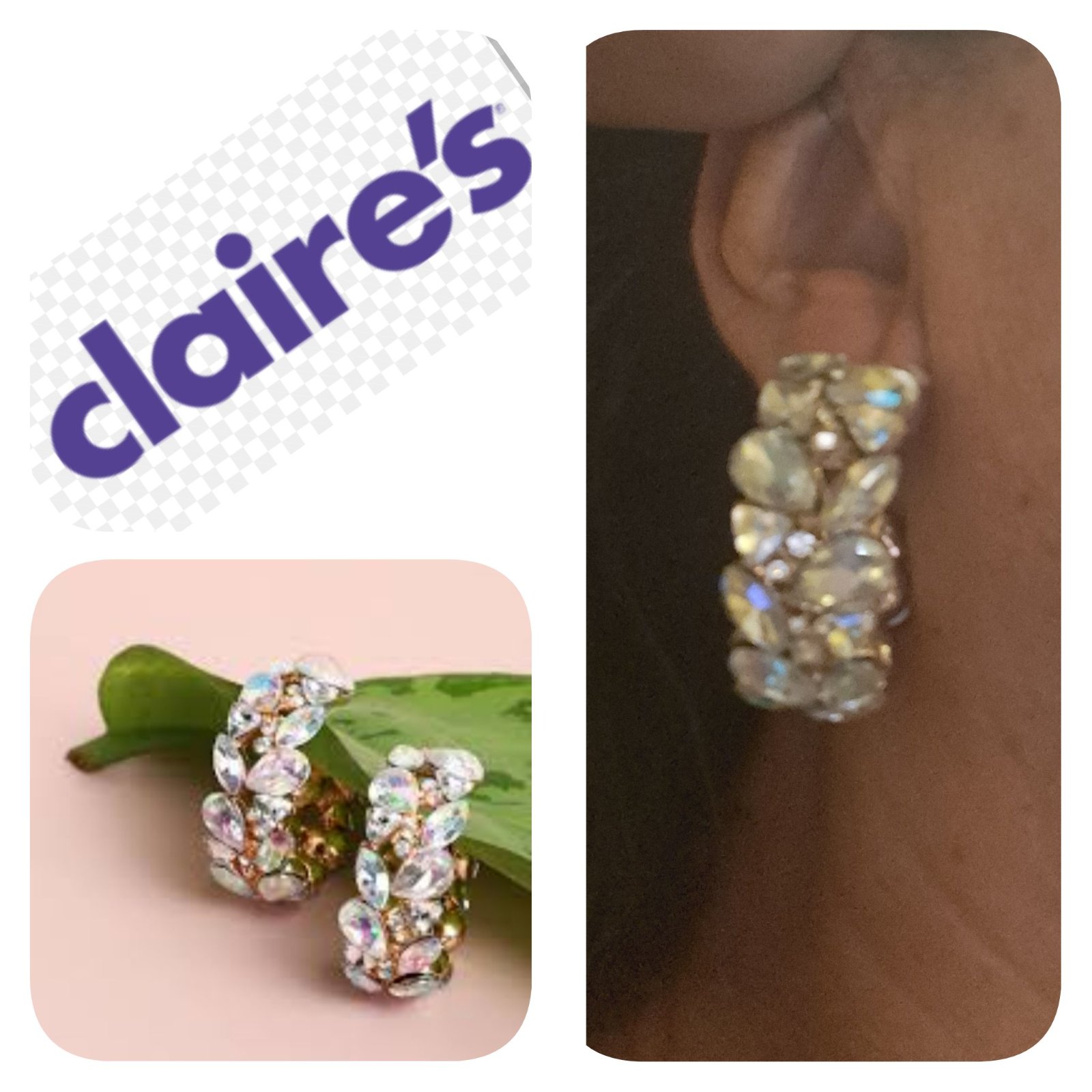 Subliiiiime❤️❤️❤️❤️❤️ boucles d oreilles en cristal brillant  Claire's importé de PARIS 