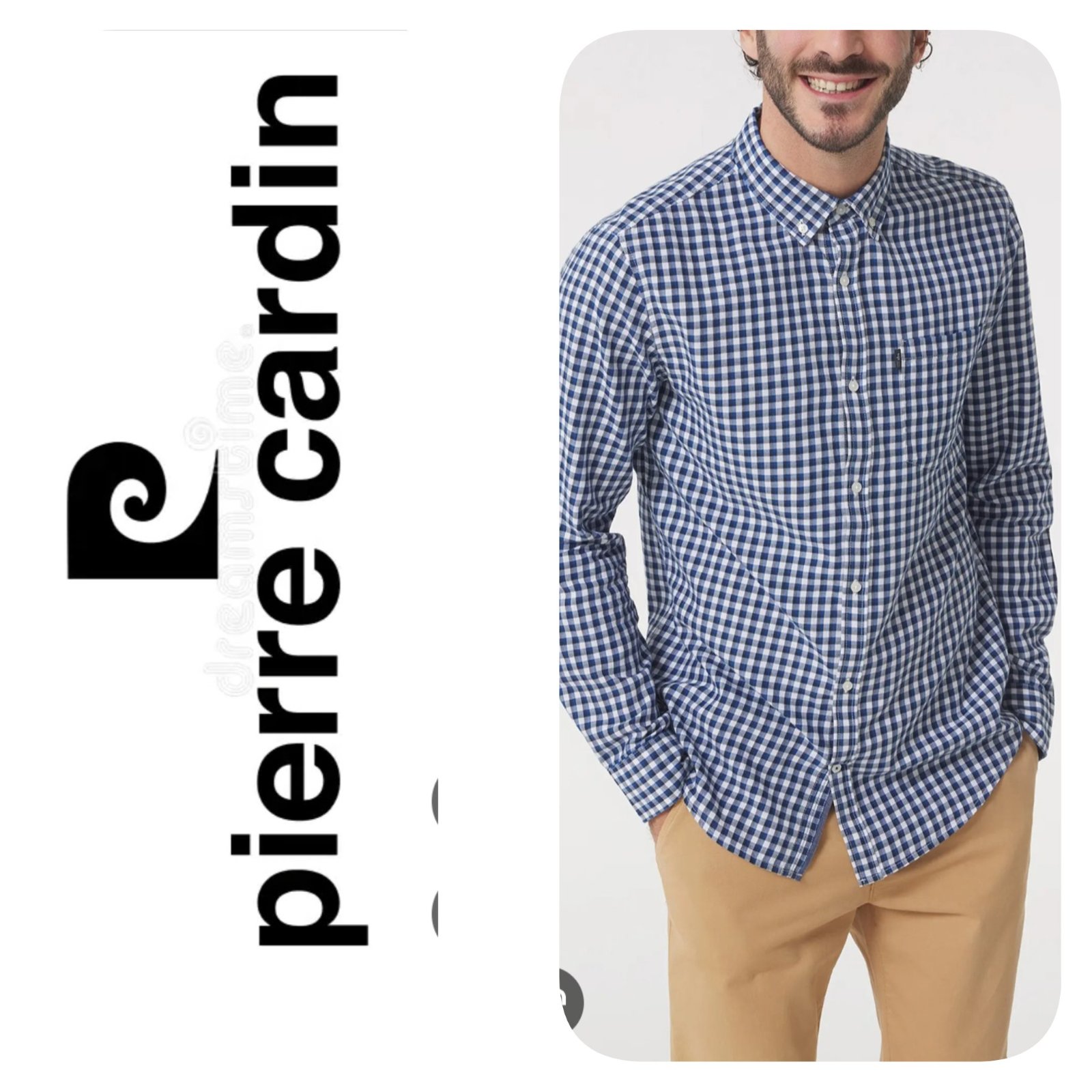 Subliiiiime ❤️❤️❤️❤️❤️100% cotton chemise à carreaux de PIERRE CARDIN pour homme 🚹taille 42