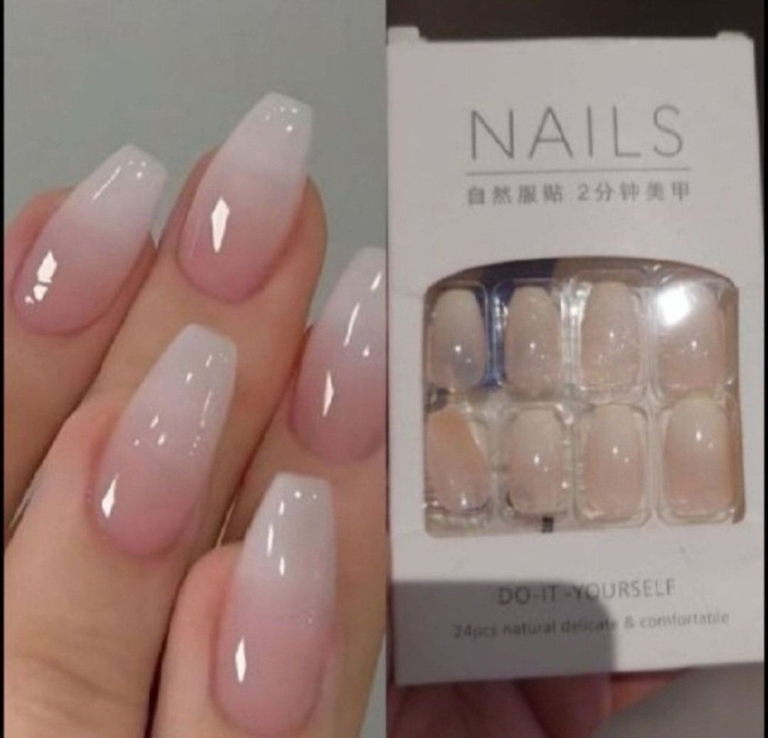 Subliiiiime ❤️❤️❤️❤️❤️24 pièces de faux ongles rose dégradés avec patch et lime à ongle neuf 