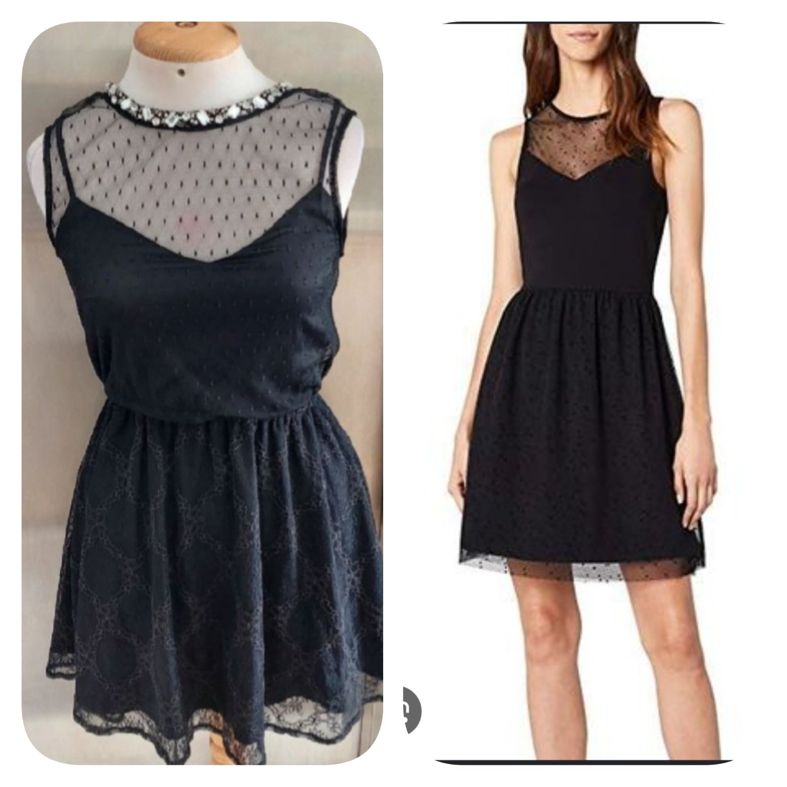 Subliiiiime❤️❤️❤️❤️❤️ robe noire col en strasses poitrine et dos transparent mouchetés taille 36/38