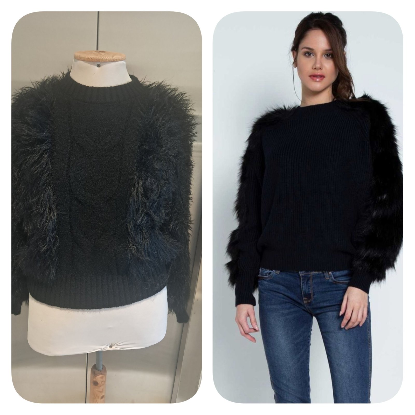 NEW COLLECTION Subliiiiime❤️❤️❤️❤️ pull en laine et en fausse fourrure noir chaud fashion neuf avec étiquette 🏷taille 38/40 importé 