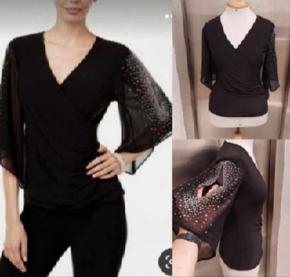 Subliiiiime ❤️ ❤️ ❤️ ❤️ ❤️ ❤️ pull à manche en éventails avec une petite ouverture entourée de pailletés brillantes taille 34/36