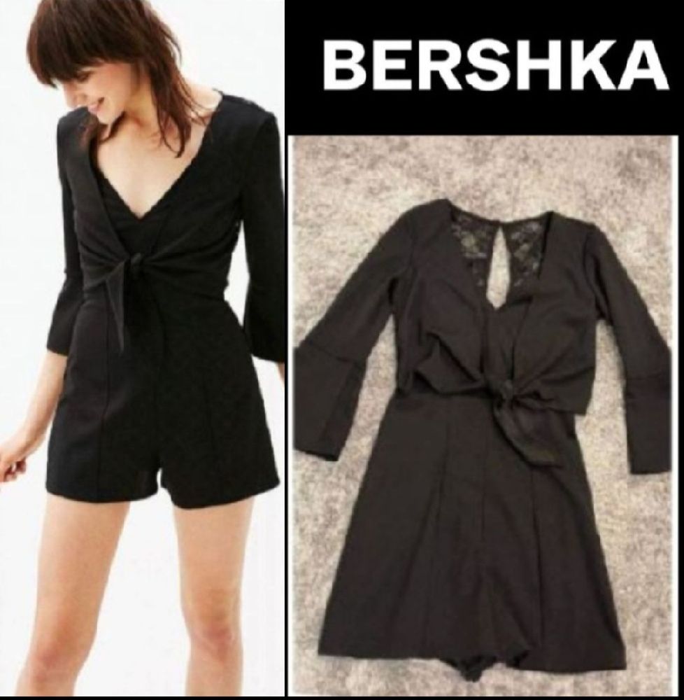 Subliiiiime ❤️ ❤️ ❤️ combishort noire dos en dentelles manches en éventails chic de BERSHKA taille 34