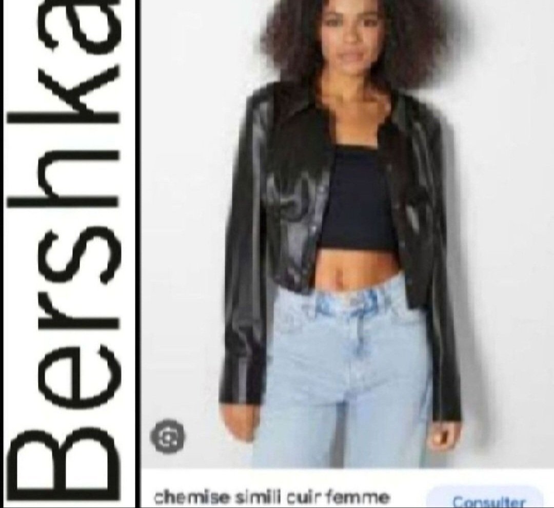 Subliiiiime ❤️❤️❤️❤️❤️❤️chemise courte en similicuir nouvelle collection de BERSHKA importé de PARIS taille 38 neuve avec étiquette 🏷