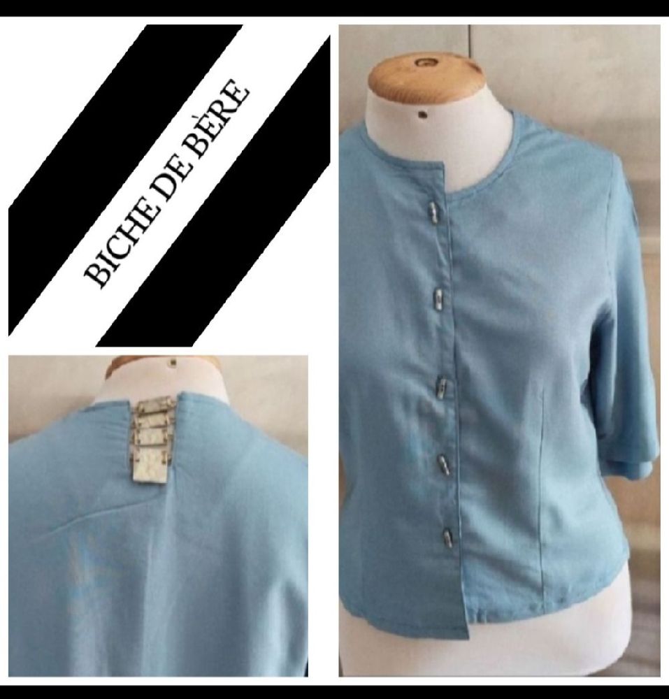 Subliiiiime ❤️ ❤️ ❤️ ❤️ chemise 100% cotton nouvelle collection de BICHE DE BERE à motifs nuque en acier inoxydable taille 40