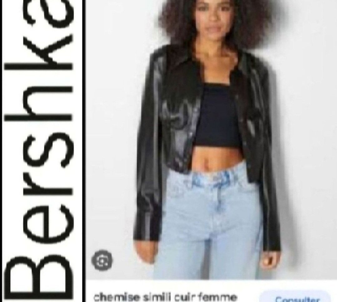 Subliiiiime ❤️❤️❤️❤️❤️chemise veste courte en similicuir nouvelle collection de BERSHKA taille 38 neuve avec étiquette🏷 importé de PARIS