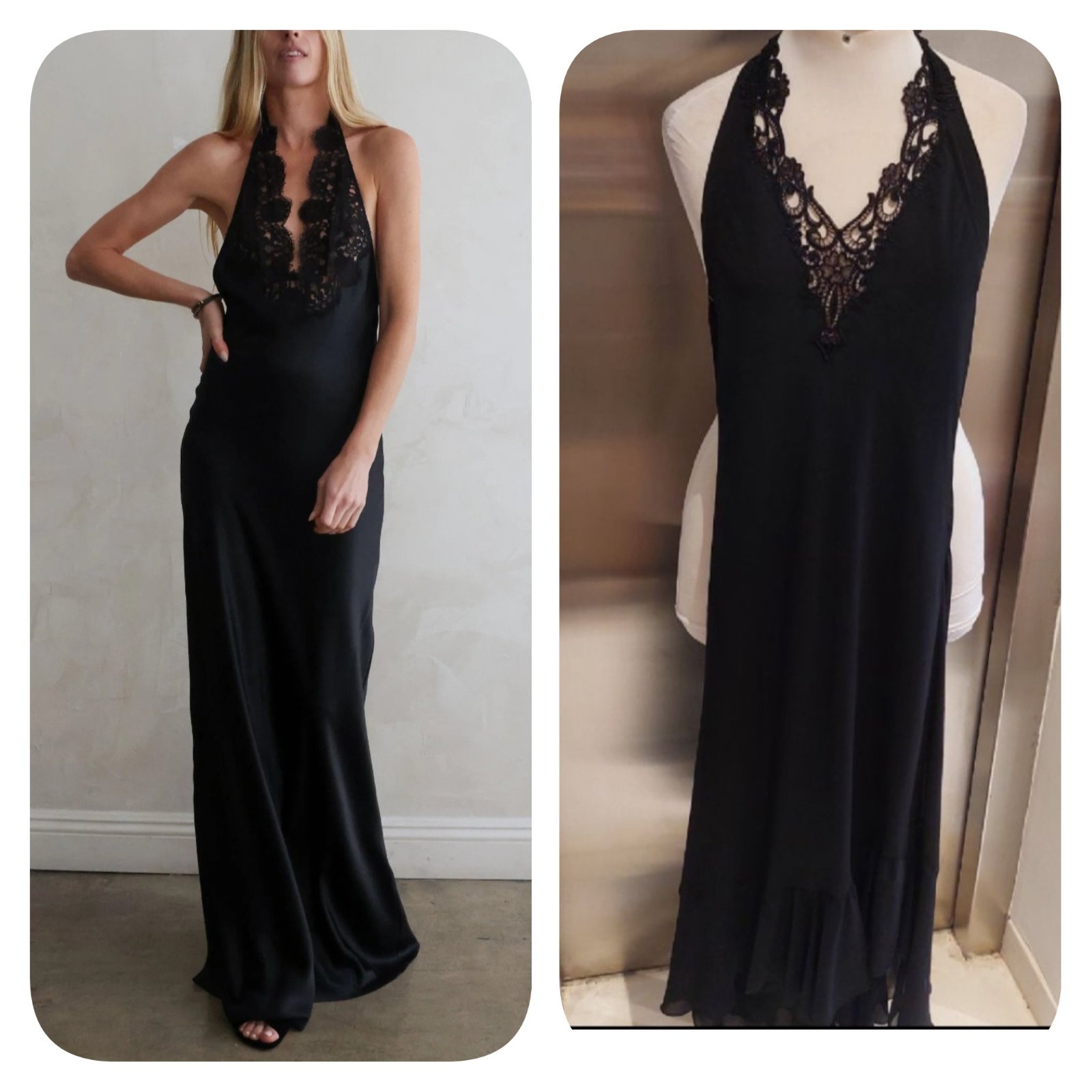 Subliiiiime❤️❤️❤️❤️❤️ robe longue dos nu à détails en dentelles de MANGO taille 36