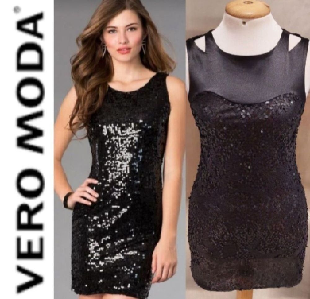Subliiiiime ❤️ ❤️ ❤️ ❤️ robe à sequins noir brillants de la marque VERO MODA taille 36