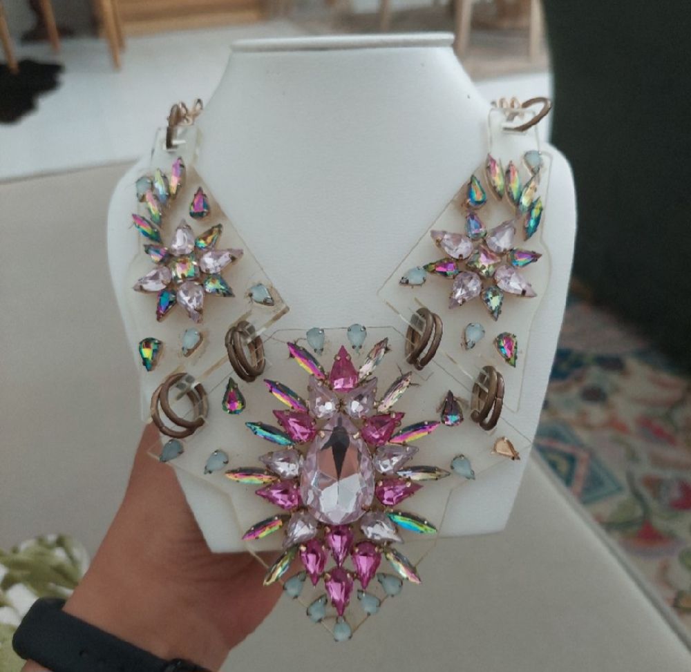 Subliiiiime ❤️ ❤️ ❤️ collier transparent à strasses multicolores et multiformes fashion 