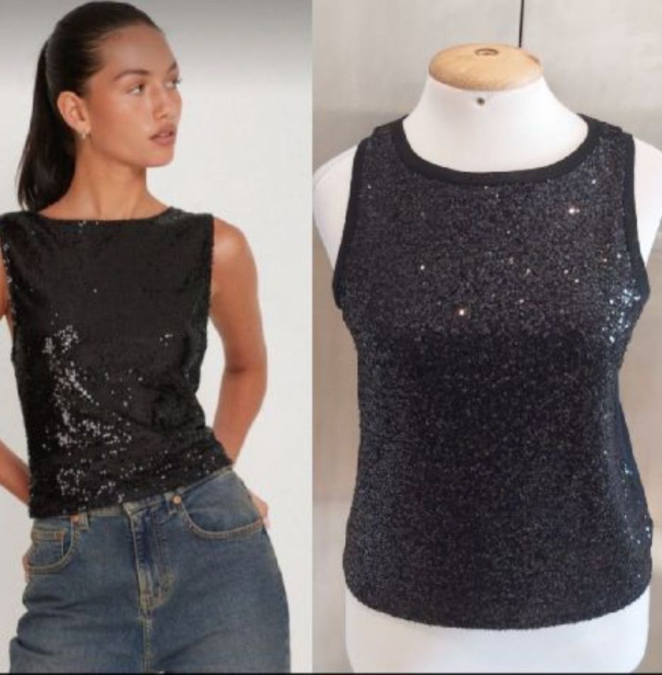 Subliiiiime ❤️ ❤️ ❤️ ❤️ pull en sequins noirs de la marque ESMARA taille 40/42