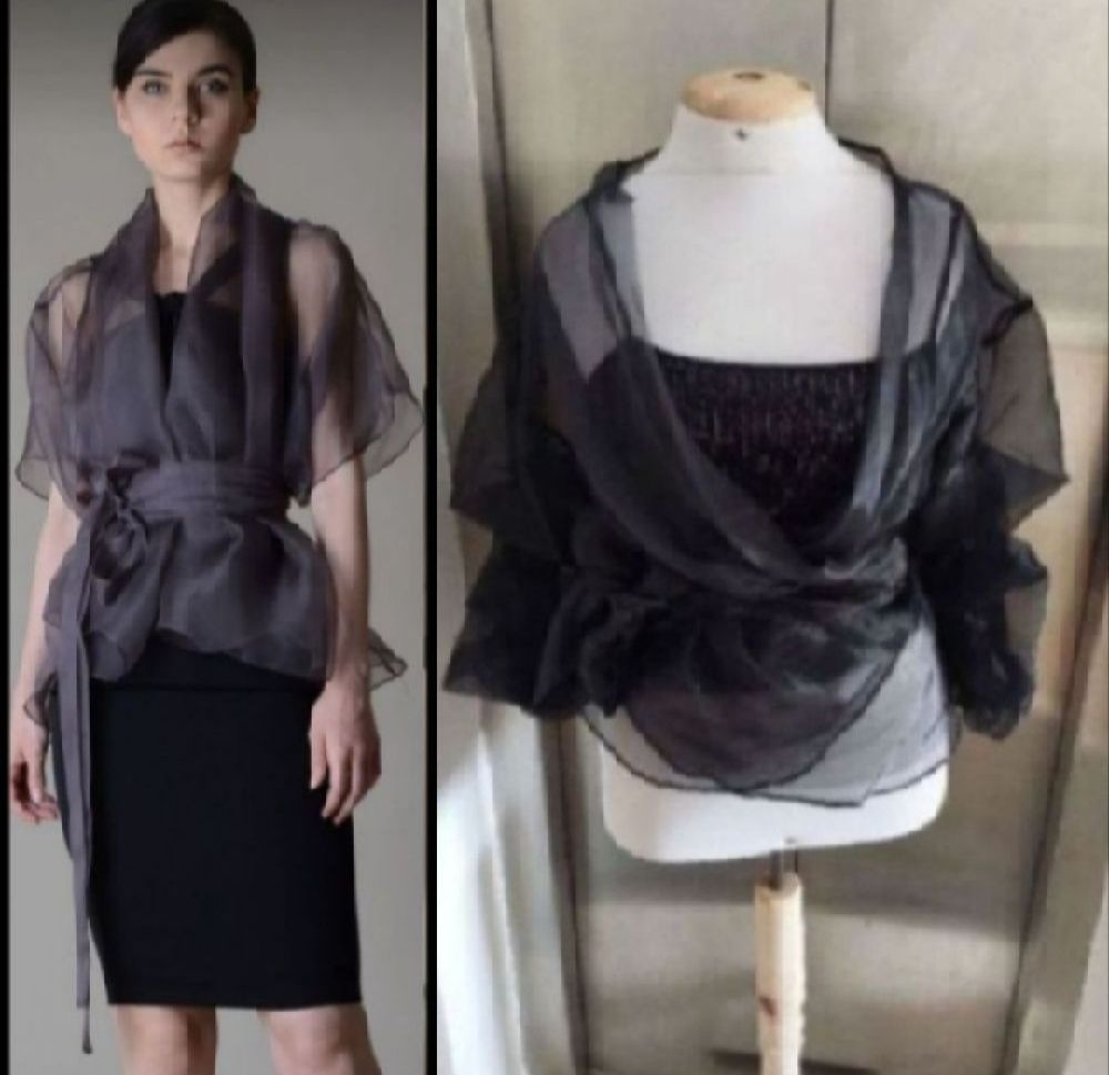 Subliiiiime ❤️ ❤️ ❤️ ❤️ 2 pièces boléro cache cœur en arganza avec manche drapée taille standard et un pull en sequins noir taille 38 de la marque ZERO POINT neuuuf 