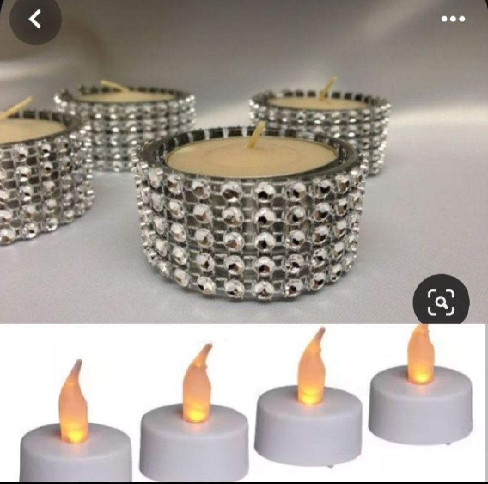 Subliiiiime ❤️ ❤️ ❤️ ❤️ 10 pièces de décoration 4 portes bougies en strasses argentés et 6 bougies led pailletés argentés importé neuuuf