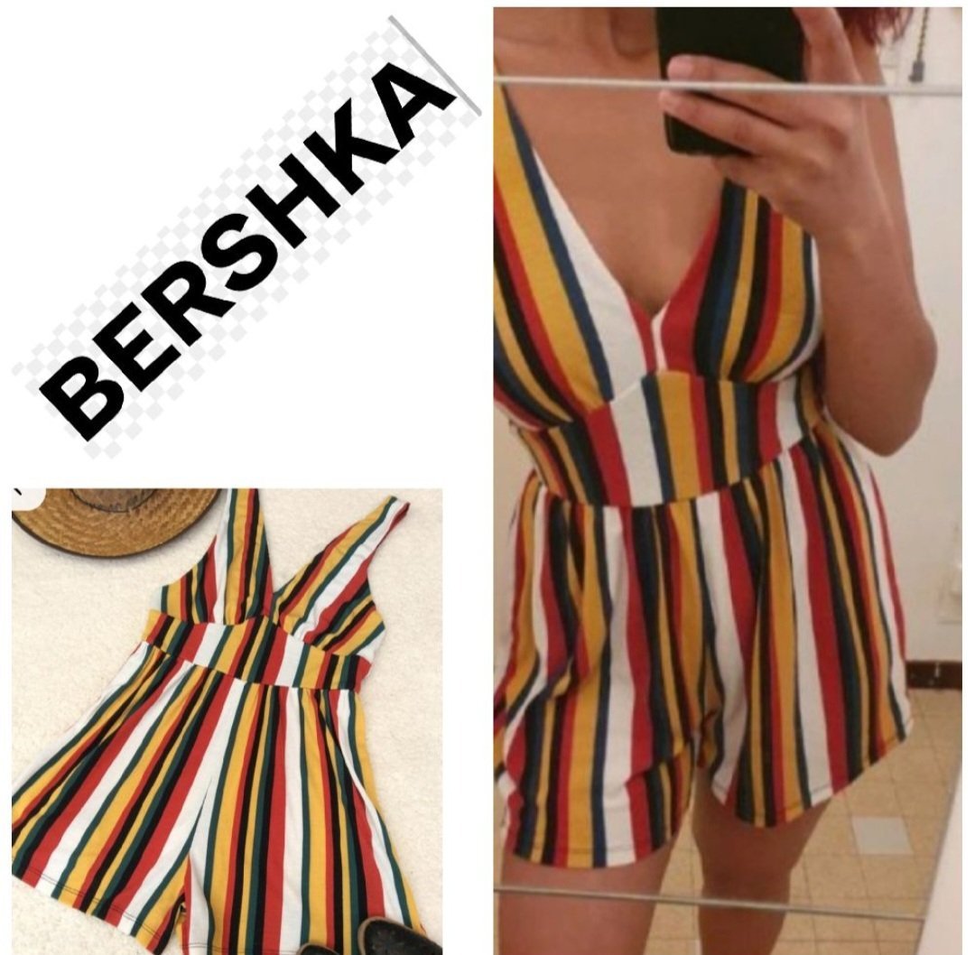Subliiiiime❤️❤️❤️❤️❤️ combishort à rayures multicolores de BERSHKA taille 34