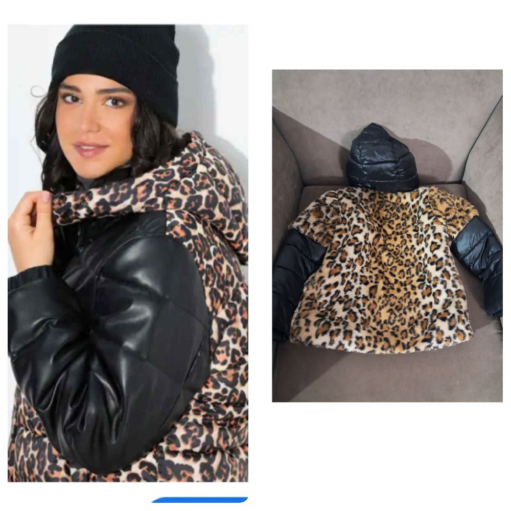 Subliiiiime ❤️ ❤️ ❤️ ❤️ blouson léopard polaire manche et capuche matelassée pour fillettes de la marque OVS  7/8 ans