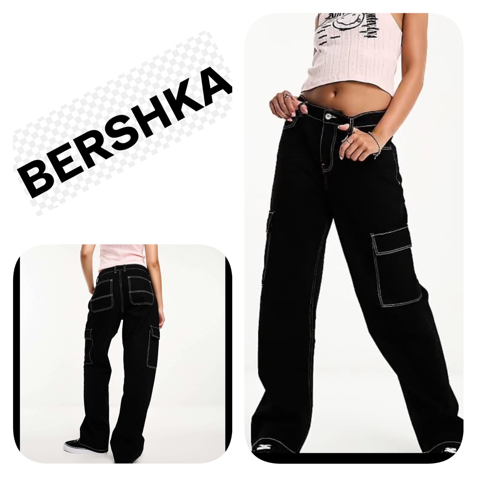 Subliiiiime ❤️❤️❤️❤️❤️100% cotton pantalon baggy cargo de BERSHKA taille 38