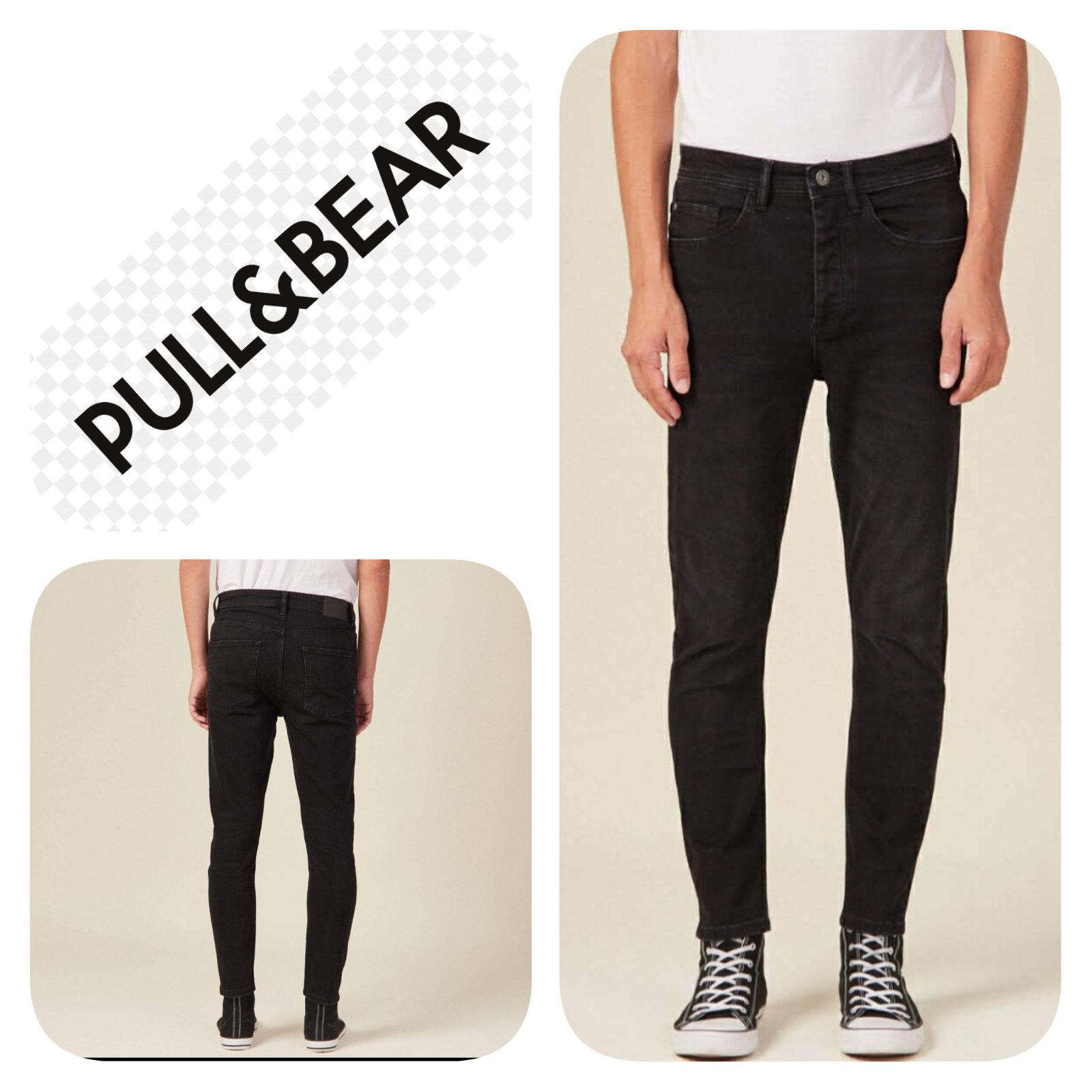 Subliiiiime❤️❤️❤️❤️ pantalon jean noir skinny de PULL&BEAR taille 50 pour homme 🚹