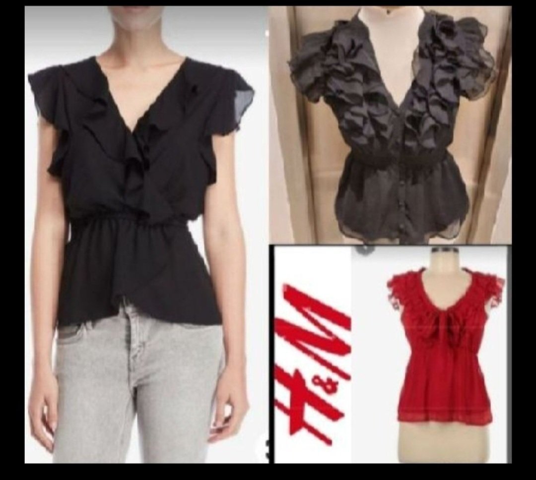 Subliiiiime❤️❤️❤️❤️❤️❤️❤️ lot de 2 blouses à franges de H&M taille 36 noire et rouge