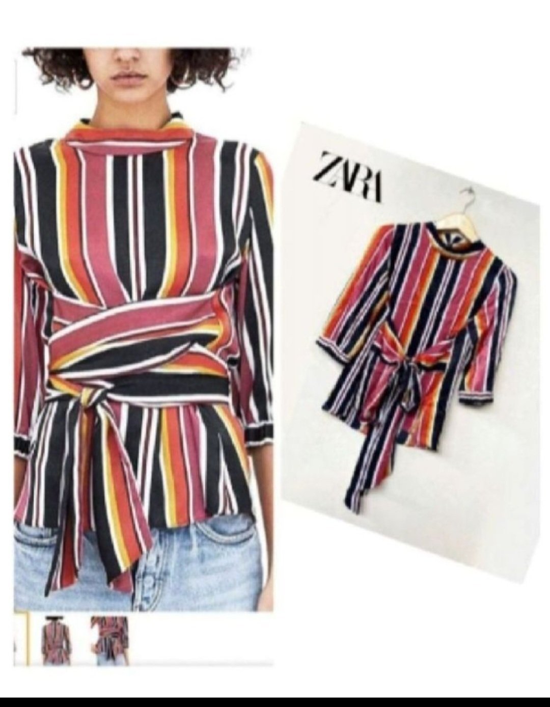 Subliiiiime❤️❤️❤️❤️❤️ blouse à rayures  multicolores de ZARA taille 36 fashion 