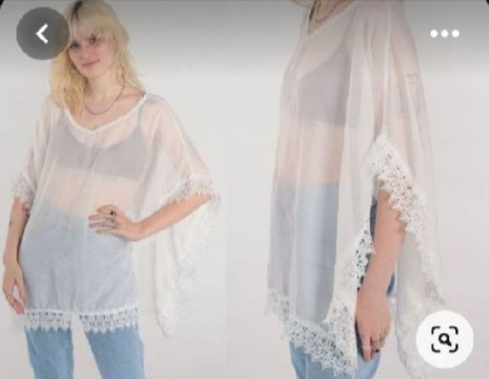 Subliiiiime ❤️ ❤️ poncho blanc transparent en dentelles sur les extrémités taille unique 