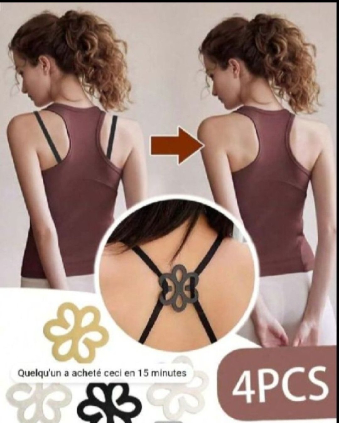 Subliiiiime❤️❤️❤️❤️❤️ lot de 4 pièces pour ajuster les bretelles du soutien-gorge ❤️noir❤️ transparent ❤️blanc❤️ et beige ❤️neuuuf 