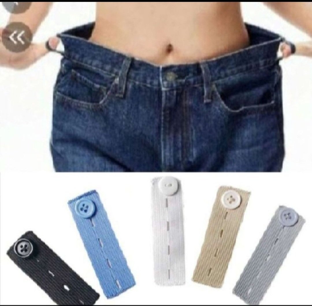 TRES EFFICACE ET PRATIQUE Subliiiiime ❤️❤️❤️❤️❤️4 bandes élastiques multicolores pour agrandir la taille du pantalon ou autre bouton réglable au trou❤️ noir ❤️beige ❤️gris❤️ et❤️ bleu ❤️neuuuf importé 