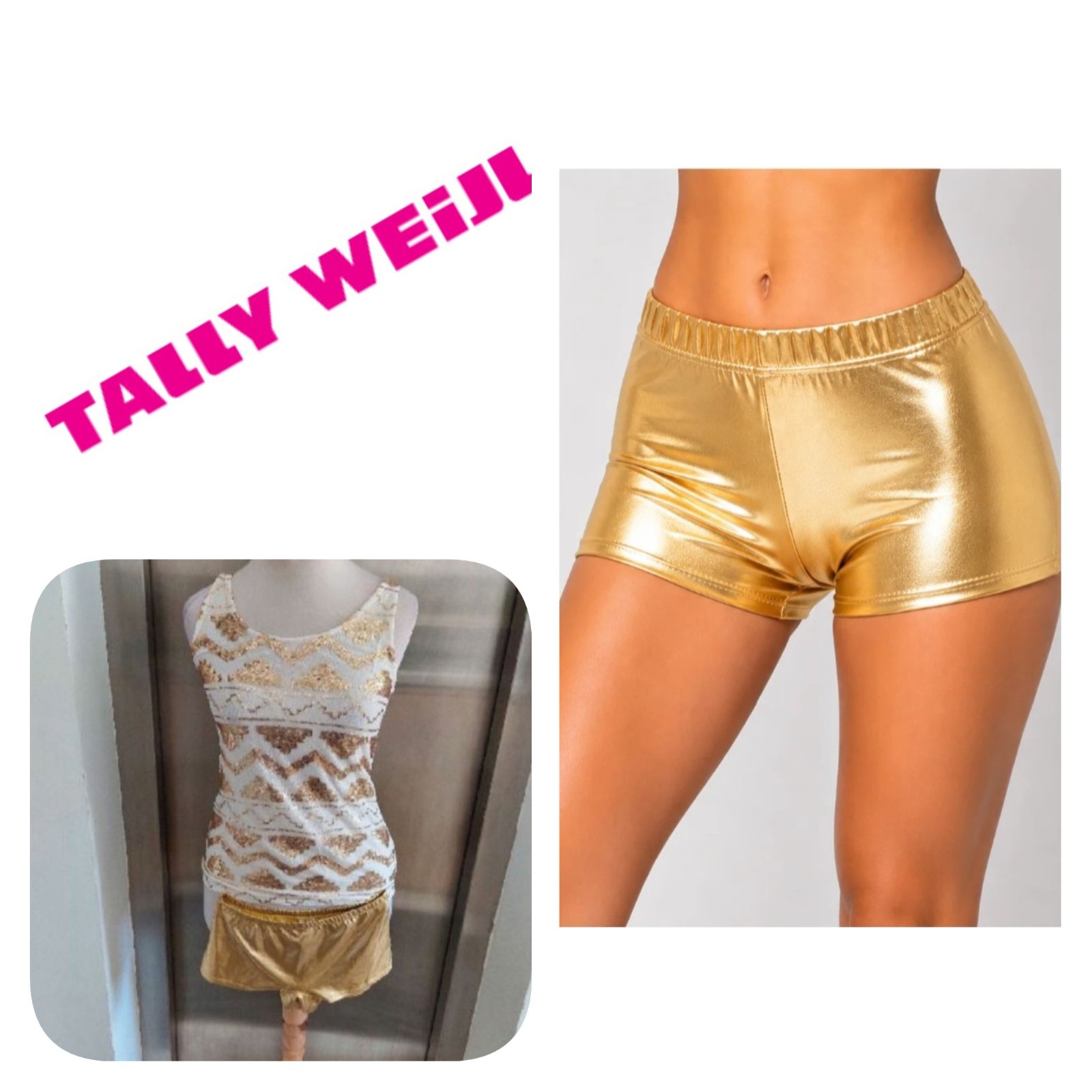Subliiiiime❤️❤️❤️❤️❤️ lot de pièces pull à sequins doré de TALLY WEIJL taille 36 et short doré assorti 