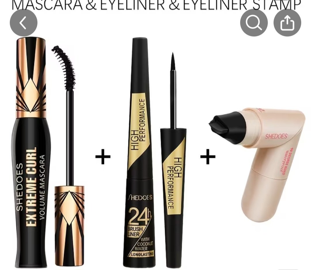Subliiiiime❤️❤️❤️ lot de 3 pièces maquillage des yeux mascara volume ❤️eyliner ❤️et tampon eyliner noir richement pigmenté résistant à l eau ,la sueurs, les huiles leger et indetectable neuuuf 