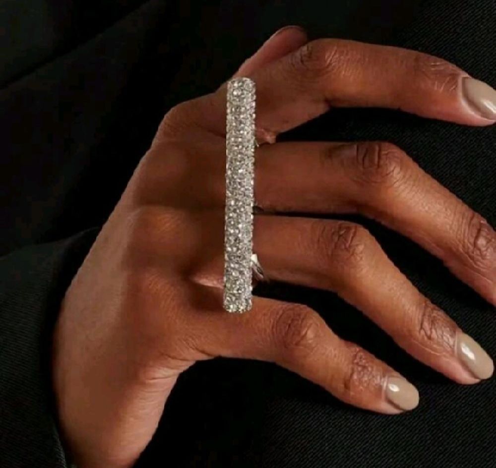 Subliiiiime ❤️❤️❤️❤️❤️ bague réglable à plusieurs rangés en cristaux de strasses brillants doré 