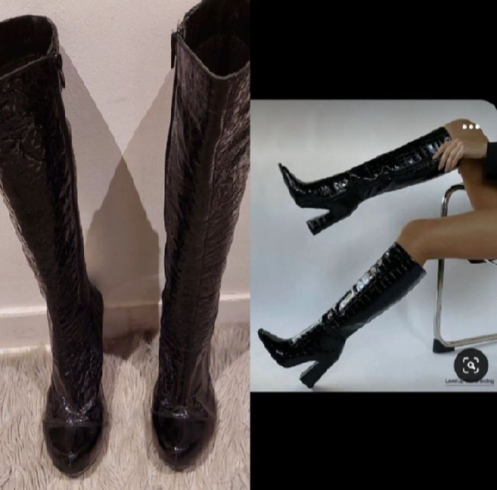 Subliiiiime ❤️ ❤️ ❤️ botte noire verni chaud à l intérieur pointure 38 très confortable et souple 