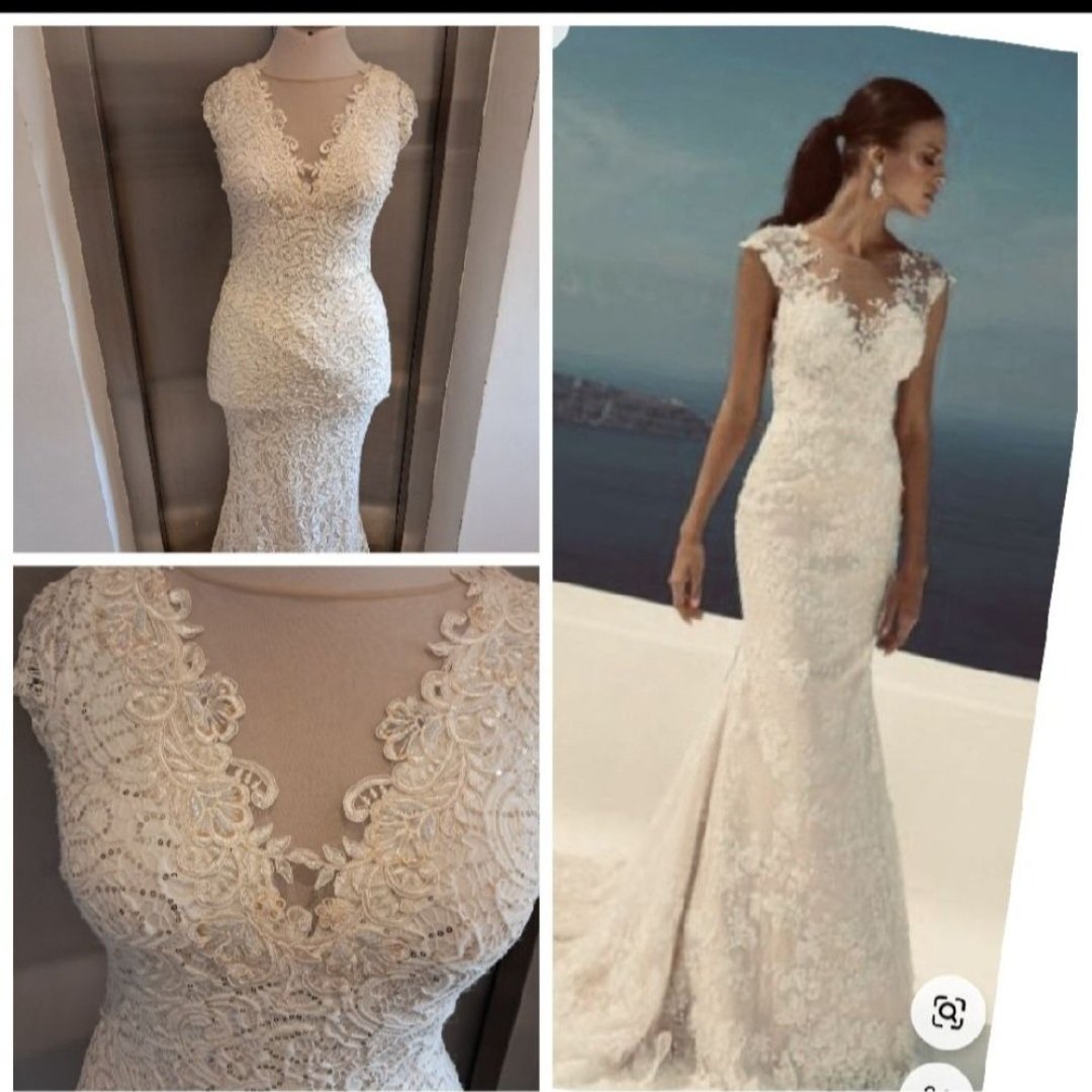 Subliiiiime❤️❤️❤️ HAUTE COUTURE robe luxe de fiançailles en dentelles et en fine sequins taille 38 couleur blanc cassé neuve avec étiquettes🏷 importé 