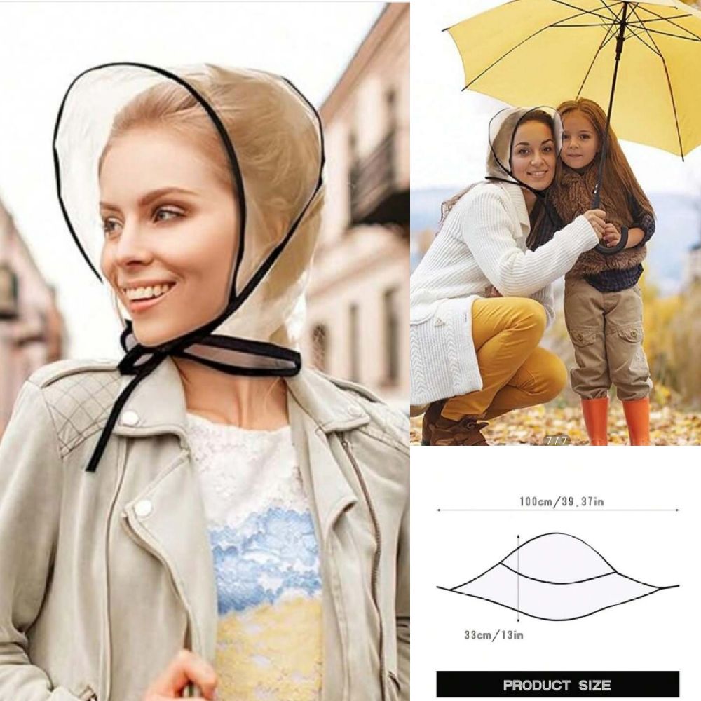 Subliiiiime ❤️❤️❤️ lot de 3 pièces bonnets avec visière de pluie imperméable transparent pour protéger la coiffure très pratique facile à plier et le mettre dans le sac