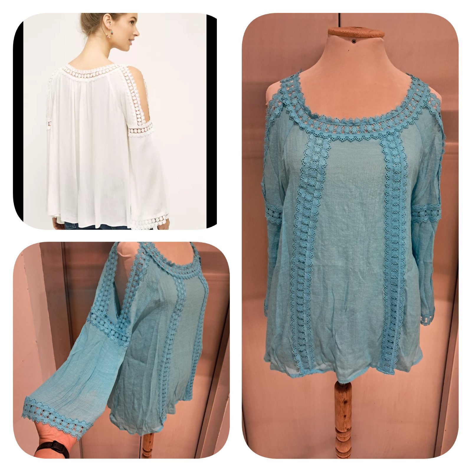 Subliiiiime ❤️❤️❤️blouse à détails crochet épaule dénudée de ZAC& RACHEL taille 40