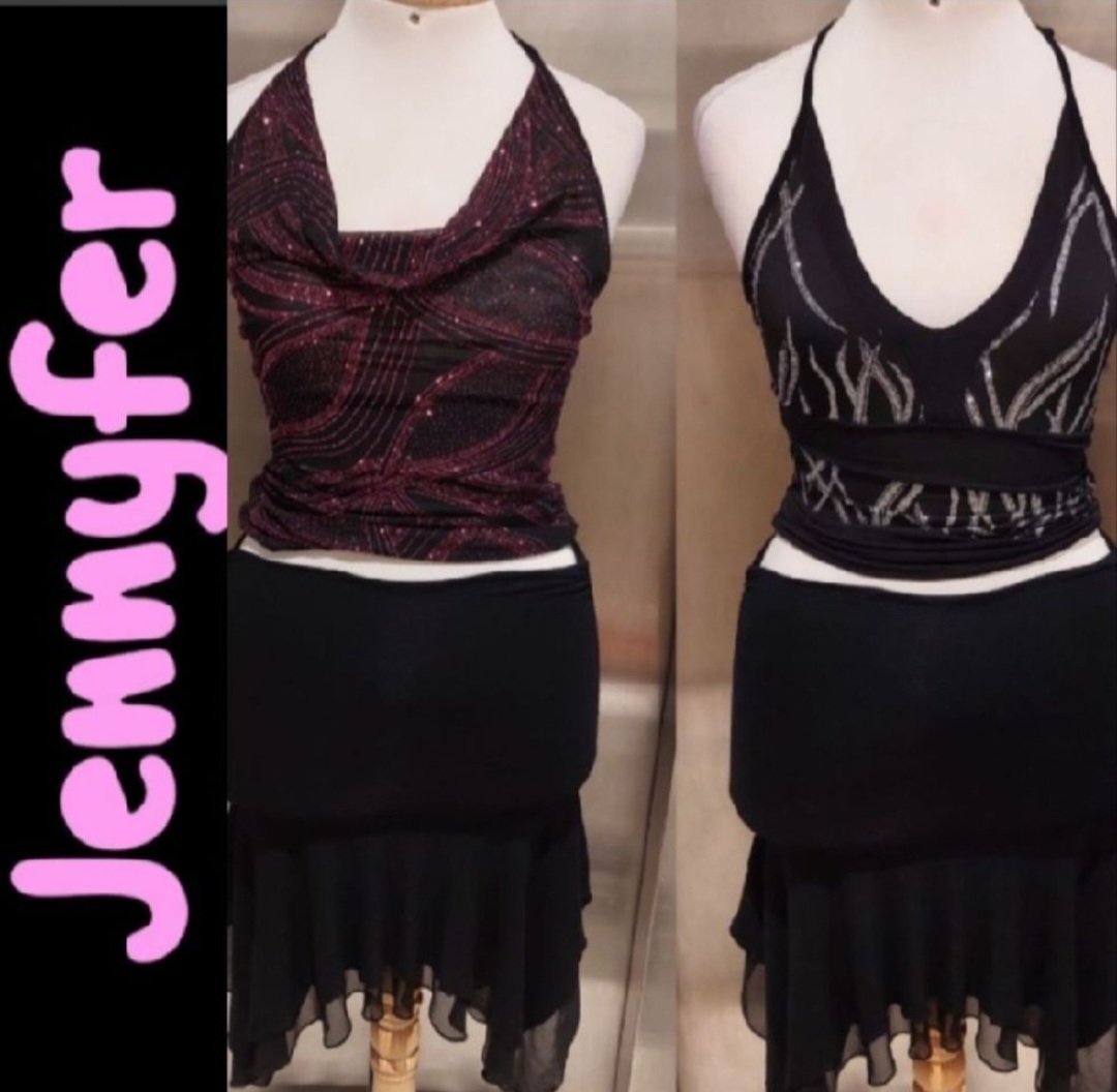 Subliiiiime❤️❤️❤️❤️ 3 pièces de JENNYFER 2 TOP de soirée pailletés et une jupe noir les 3 pièces taille 36