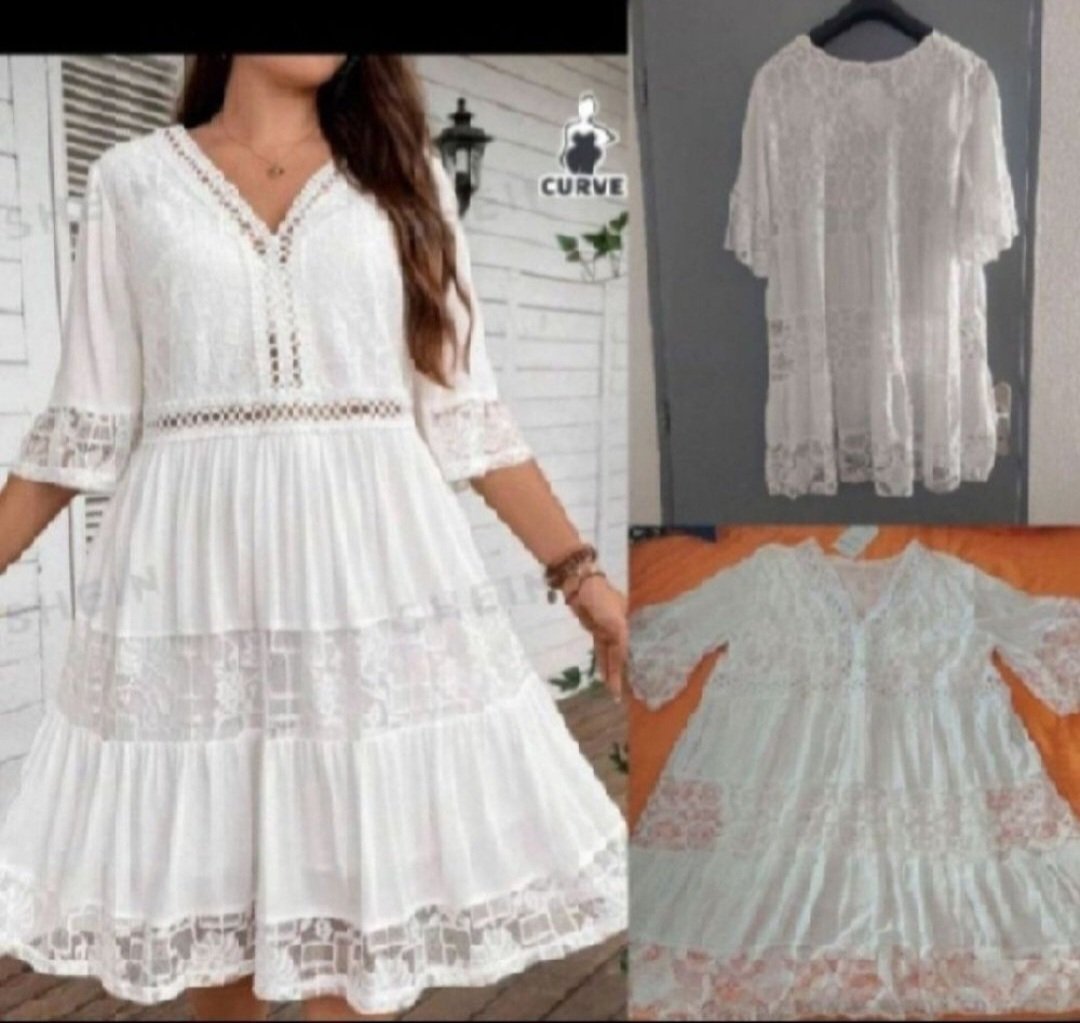 Subliiiiime❤️❤️❤️❤️❤️ robe brodée col v oversize taille unique neuve avec étiquette importé de PARIS 