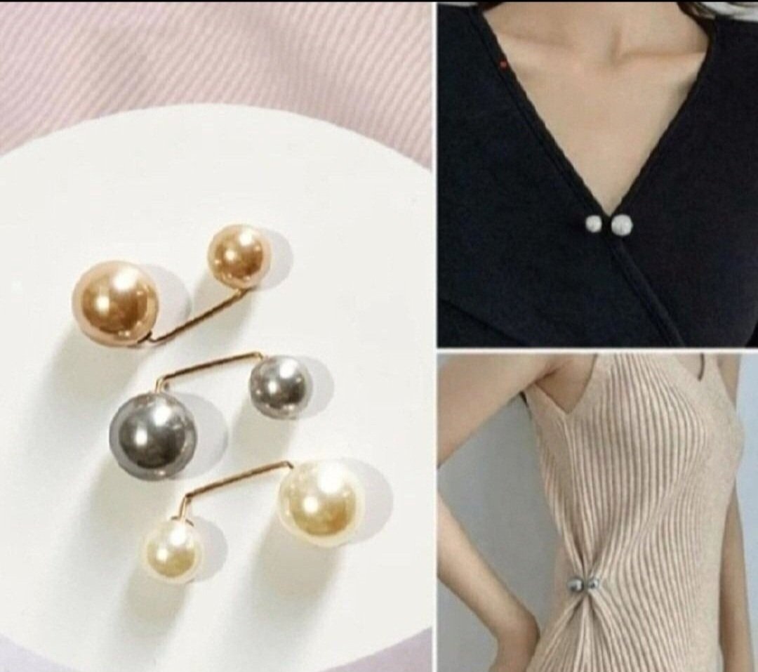 Tres pratique et utiles Subliiiiime❤️❤️❤️❤️❤️ lot de 3 broches en boules ❤️doré❤️ argentés ❤️et en fausse perle❤️ neuuuf 