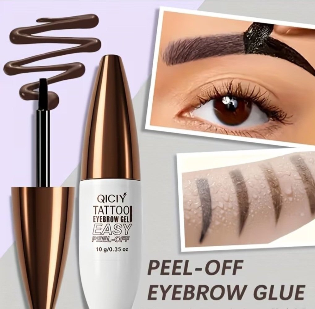 Tres efficace et facile à appliquer Subliiiiime ❤️❤️❤️❤️❤️une pièce PEEL-OFF GEL pour sourcils semi permanent très longue durée couleur marron avec 6 pochoirs à sourcils différentes formes neuuuf 