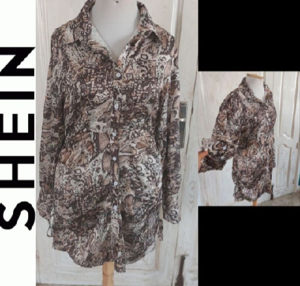 Subliiiiime ❤️ ❤️ ❤️ ❤️ robe chemise léopard 🐆 drapée sur les côtés de SHEIN taille 40/42 jamais portée 