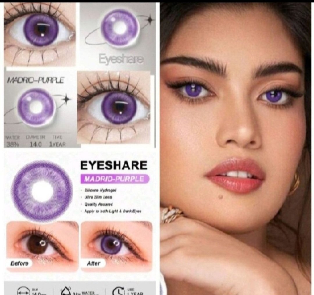OSEZ ET CHANGEZ DE LOOK SUBLIIIIIME❤️❤️❤️❤️ LENTILLES DE COULEUR VIOLET FASHION NEUVES DE LA MARQUE EYE SHARE avec étui neuve 