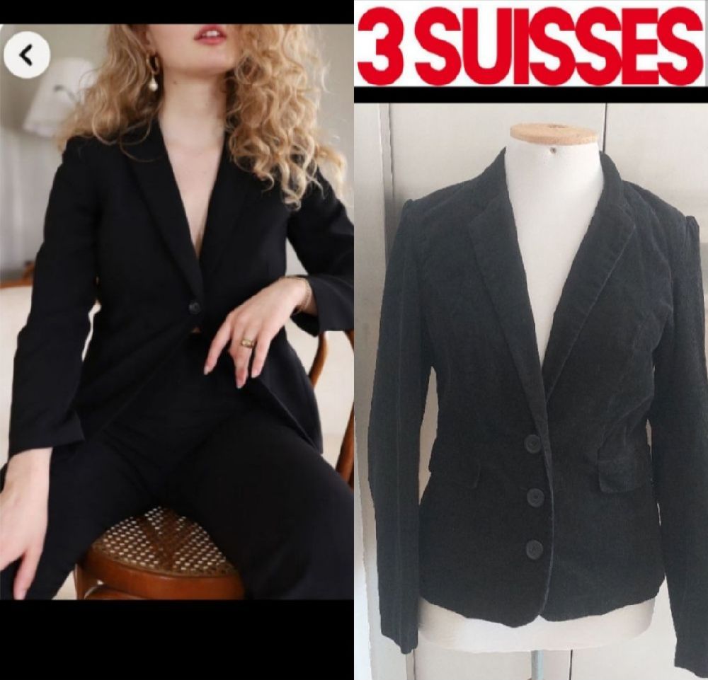 Subliiiiime ❤️ ❤️ ❤️ veste en velour côtelé à boutons de la marque 3 suisses taille 42 neuve