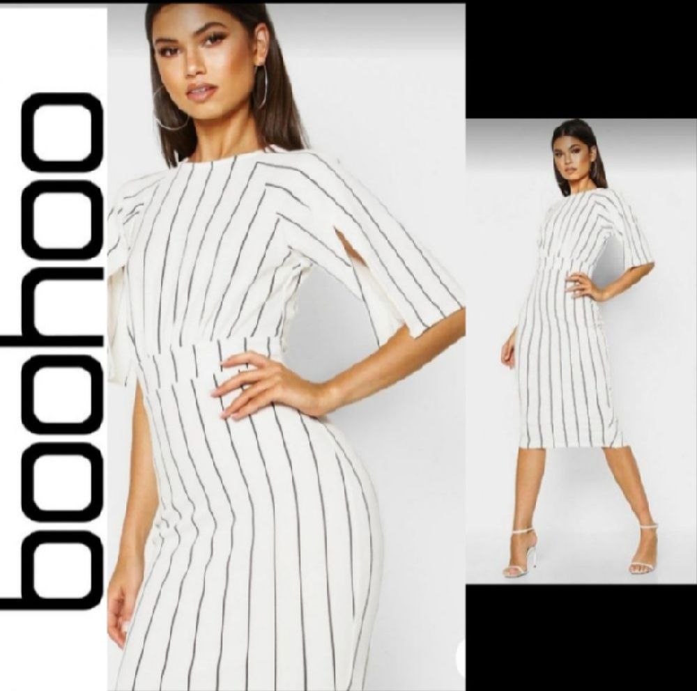 Subliiiiime ❤️ ❤️ ❤️ robe très élégante à rayures manches 3/4 avec ouverture et une petite fente derrière de BOOHOO taille 36 comme neuve 