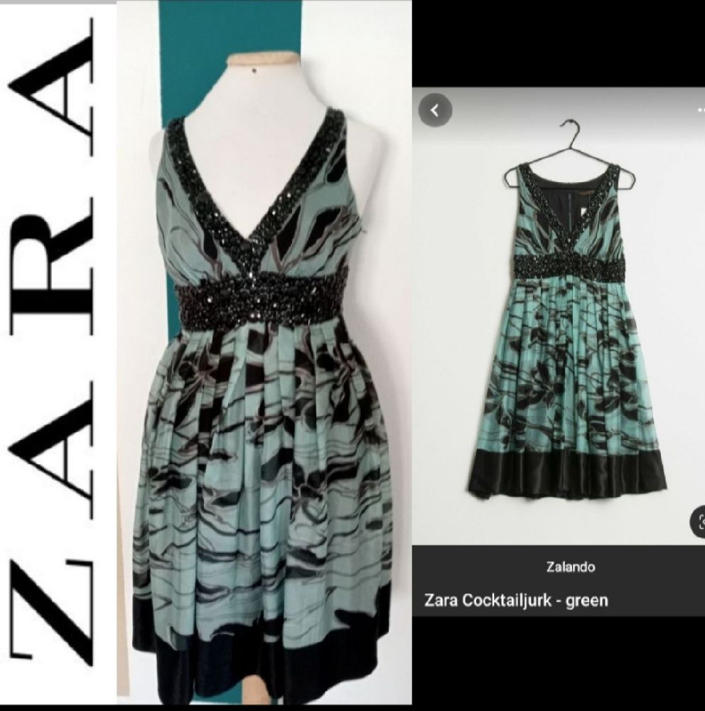 Subliiiiime ❤️ ❤️ ❤️ ❤️ robe élégante 100% soie avec strasses noire taille 36 de ZARA 