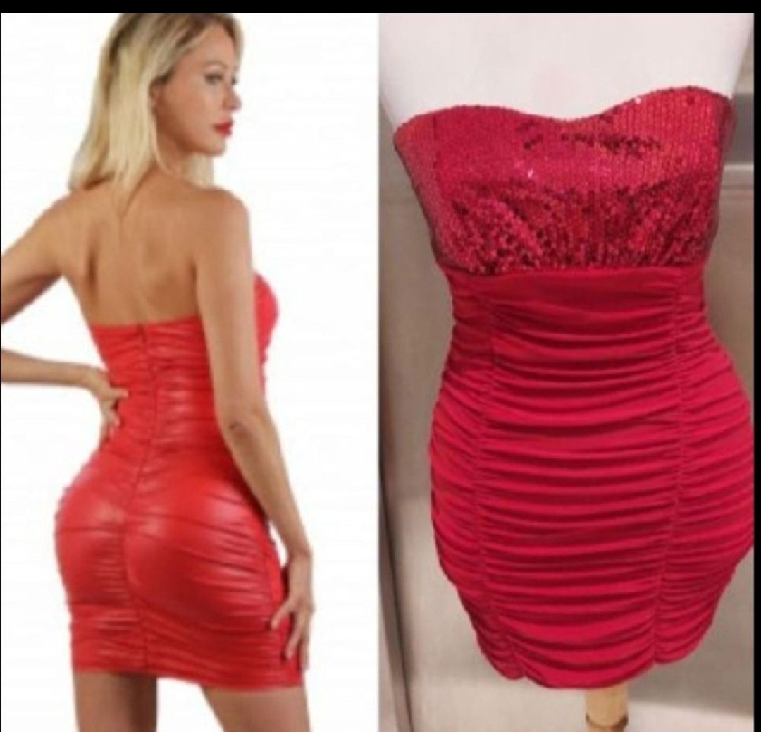 Subliiiiime❤️❤️❤️ robe bustier moulante drapée poitrine en sequins taille 42 comme neuve 
