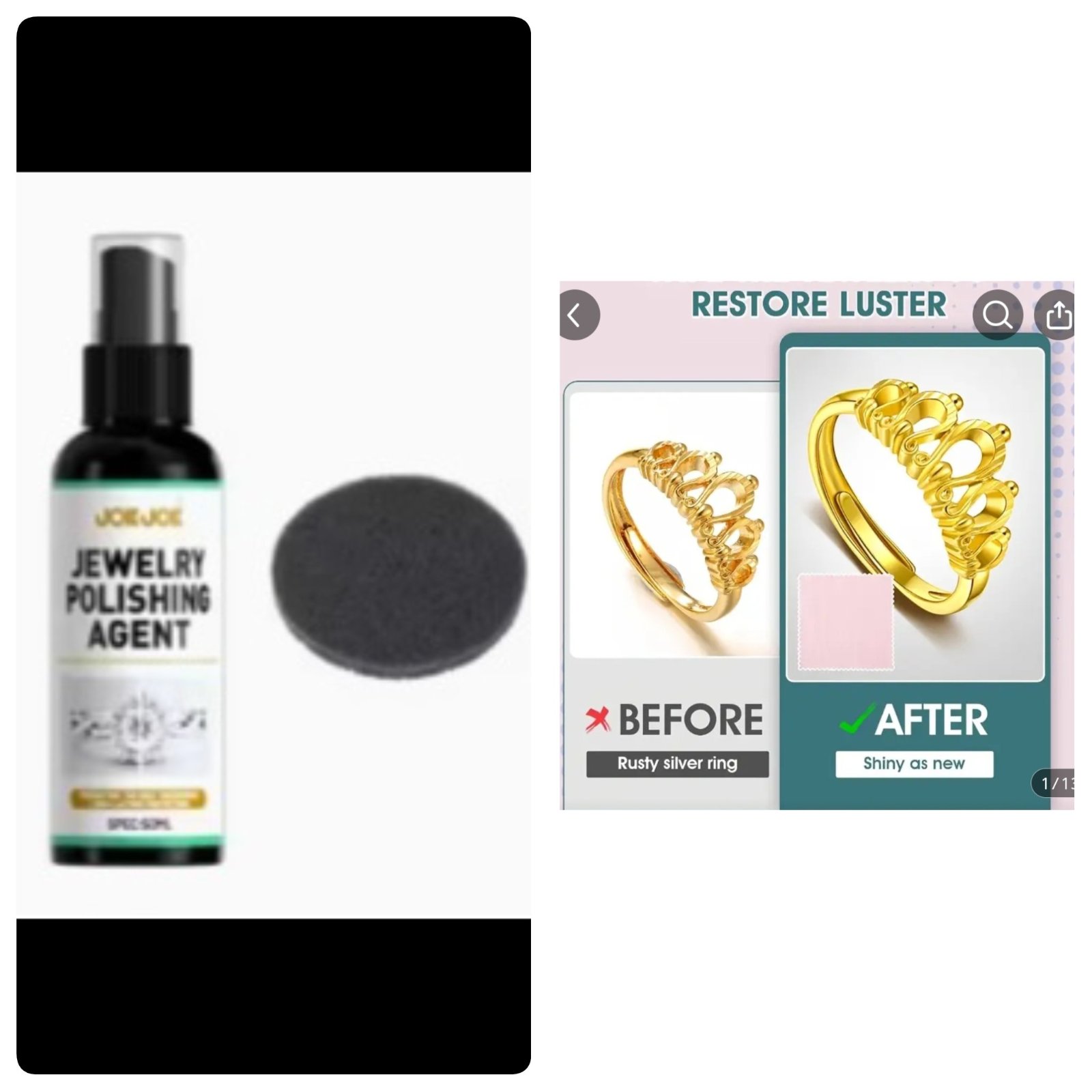 Par expérience très efficace Subliiiiime ❤️❤️spray 50ML liquide de nettoyage bijoux jewelry polissing agent doré ou argent neuuuf cacheté ❤️