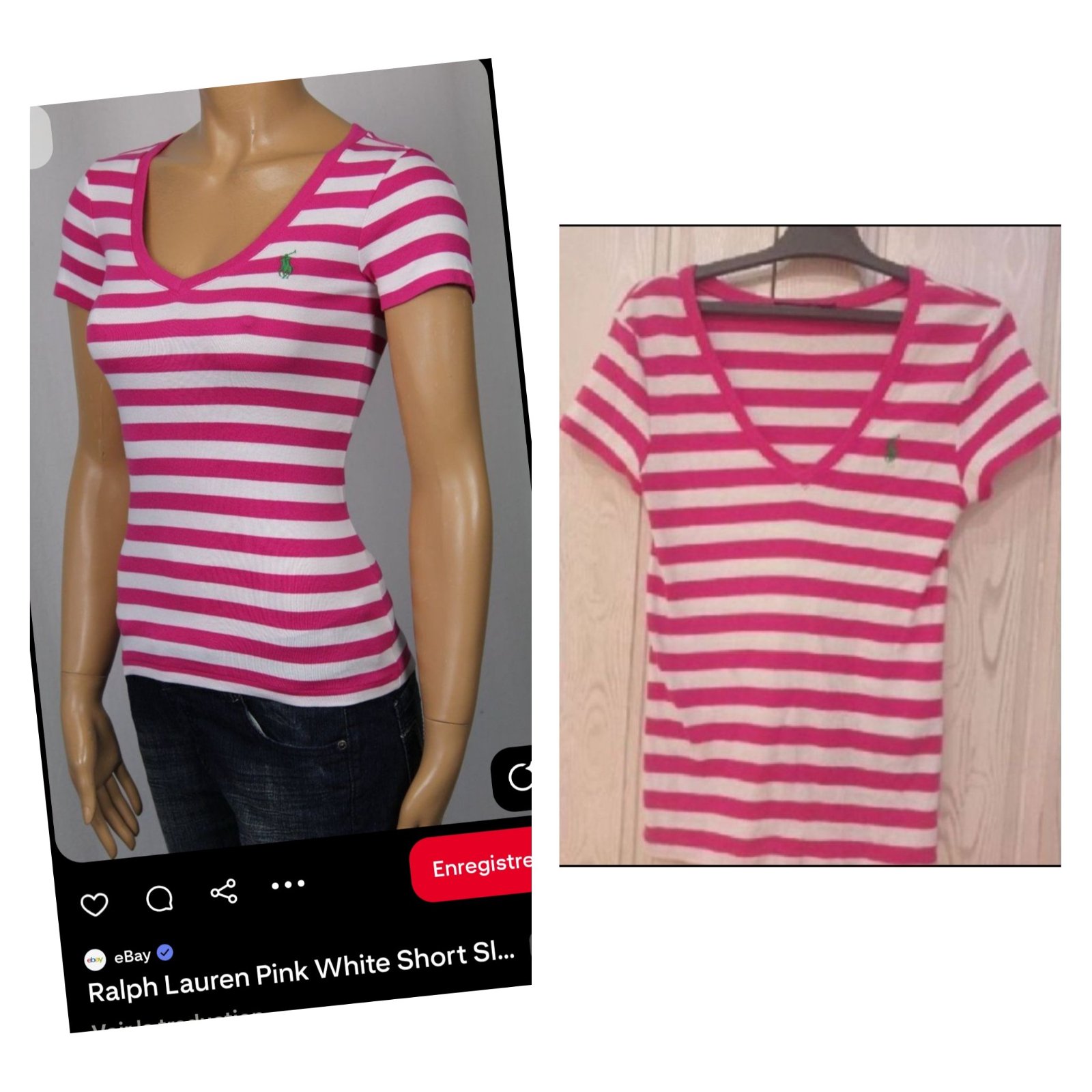 Subliiiiime❤️❤️❤️❤️ T shirt à rayures de  RALPH LAUREN taille 36/38