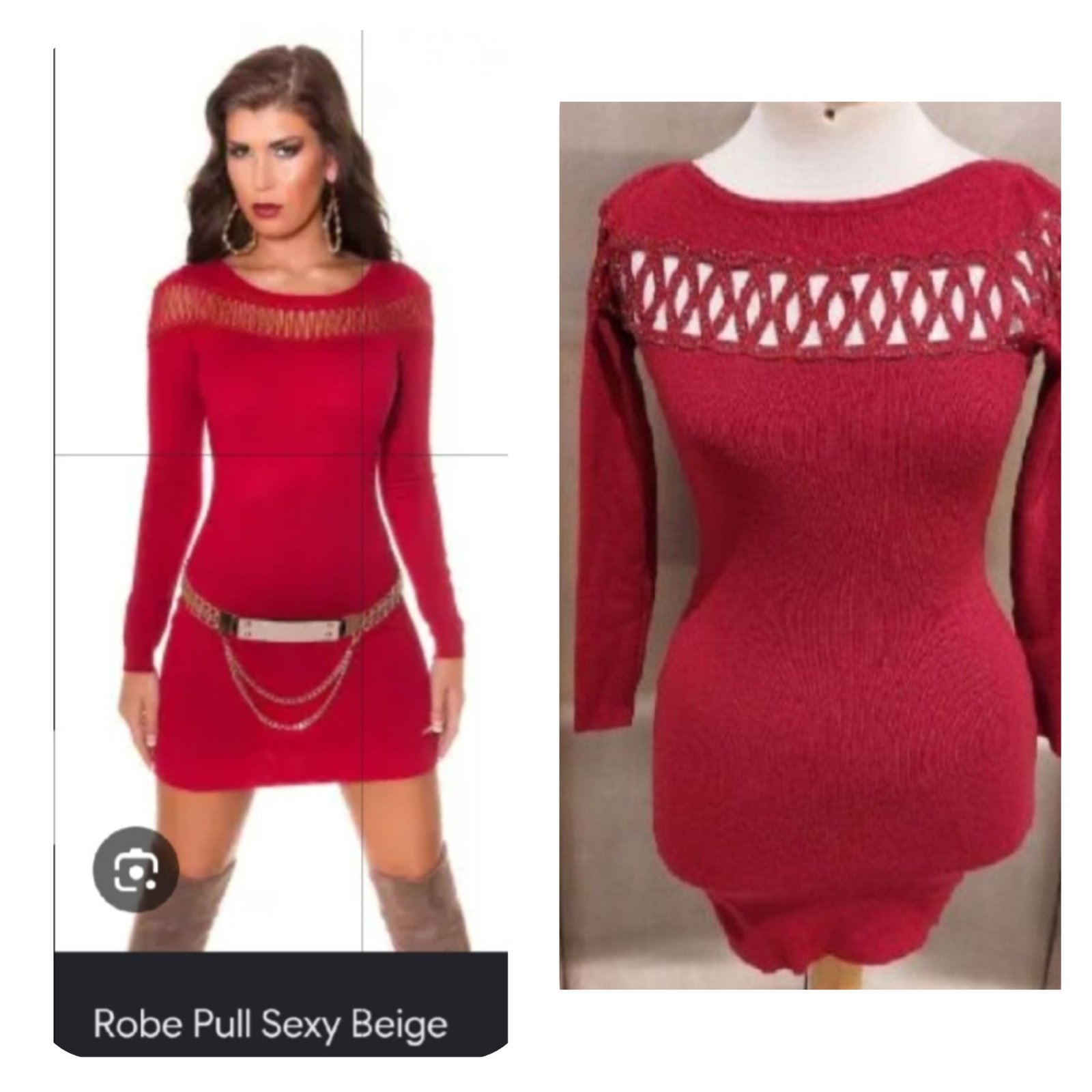 Subliiiiime❤️❤️❤️❤️ robe pull fashion couleur rouge koucla taille unique 